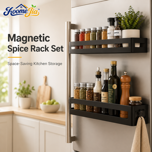 HoomeJia™ Magnetic Spice Rack Organizer Set, Refrigerator Side Storage Shelves