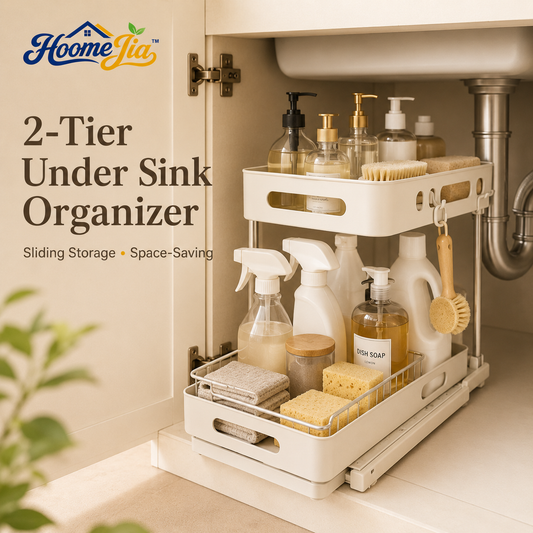 HoomeJia™ 2-Tier Under Sink Organizer with Sliding Storage Drawers